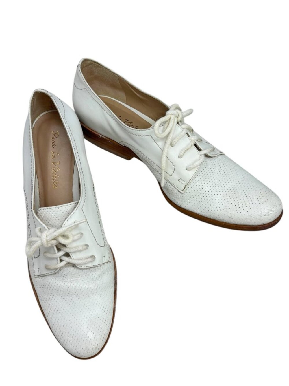 Pour‎ La Victoire White Perforated Leather Lace Up Derby Oxfords